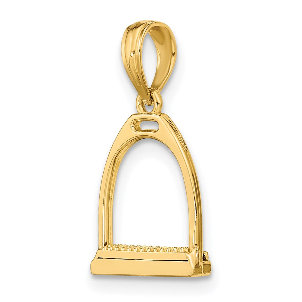 14K Yellow Gold 3-D Polish Small Horse Stirrup Charm