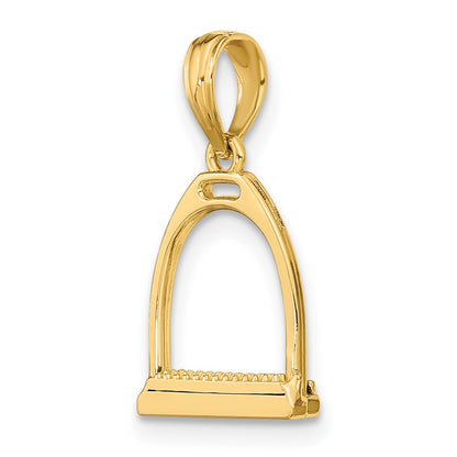 14K Yellow Gold 3-D Polish Small Horse Stirrup Charm
