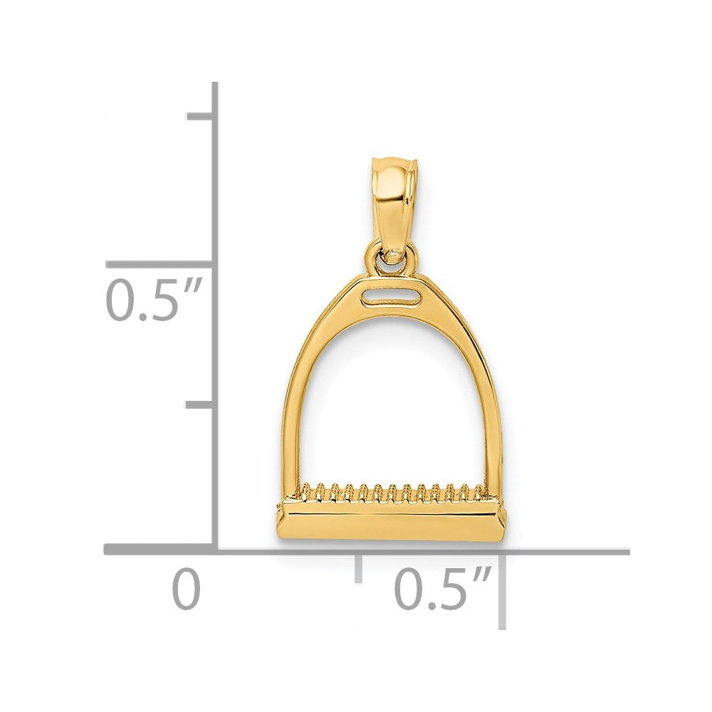 14K Yellow Gold 3-D Polish Small Horse Stirrup Charm