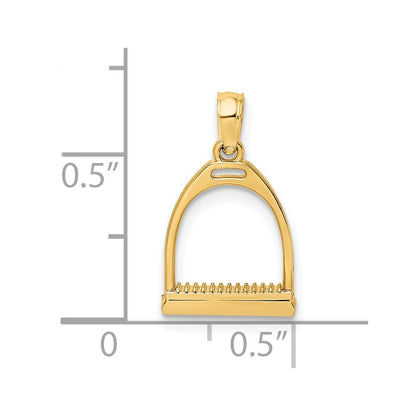 14K Yellow Gold 3-D Polish Small Horse Stirrup Charm