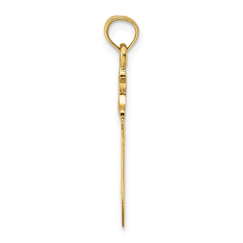 14K Yellow Gold 3-D Polished Butcher Knife Charm