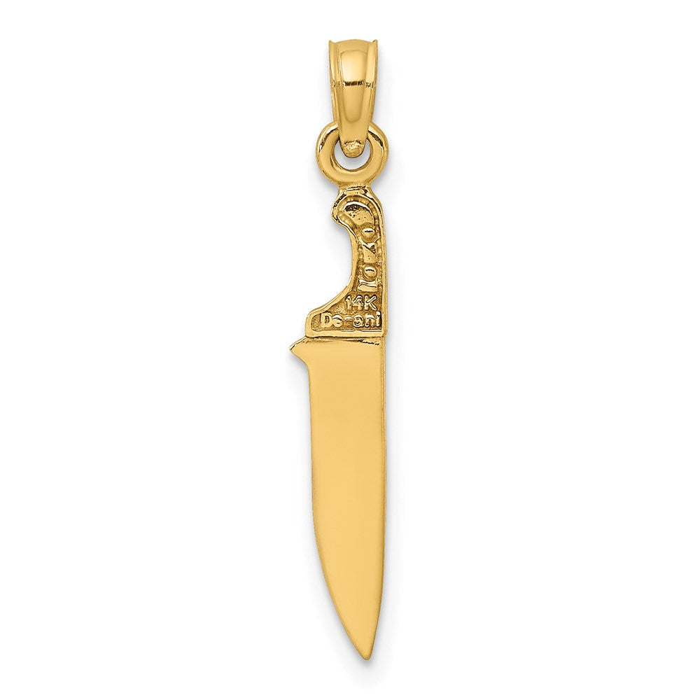 14K Yellow Gold 3-D Polished Butcher Knife Charm