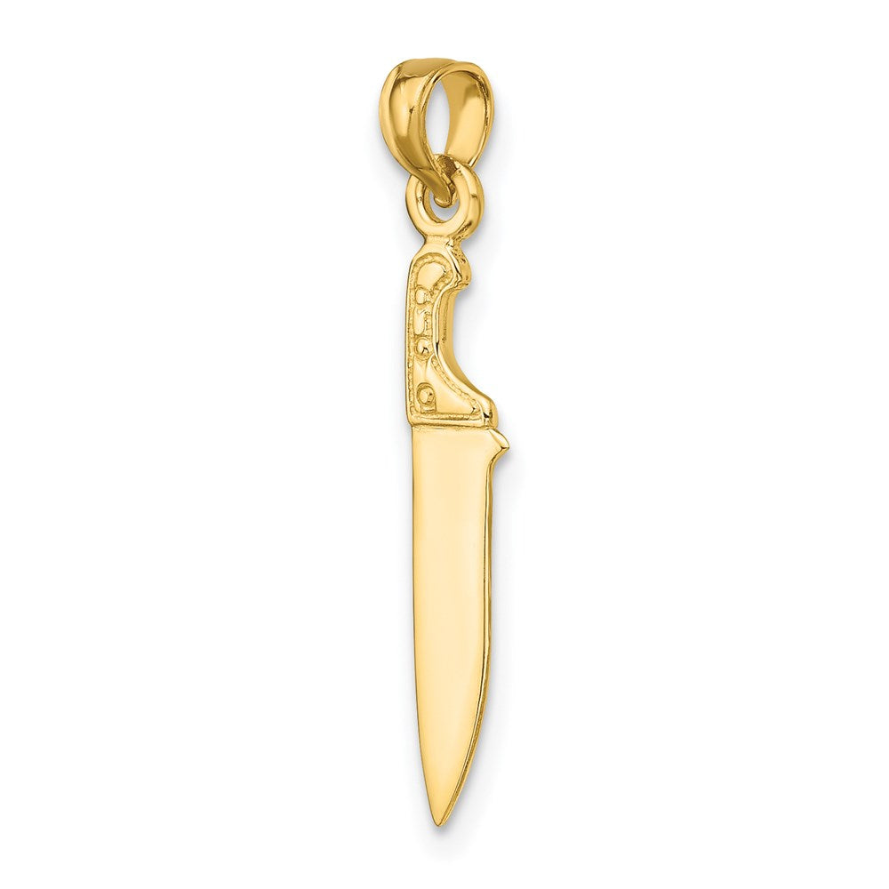 14K Yellow Gold 3-D Polished Butcher Knife Charm