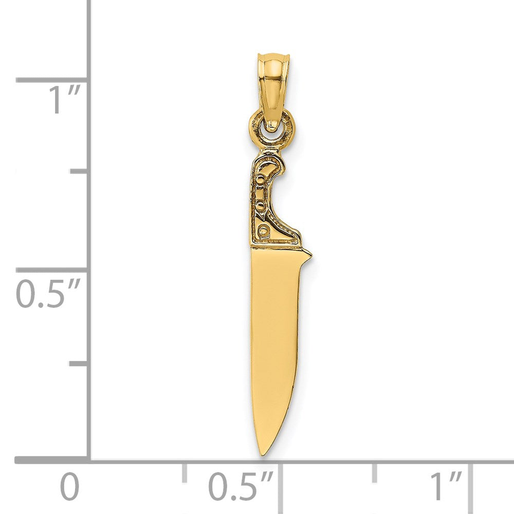 14K Yellow Gold 3-D Polished Butcher Knife Charm