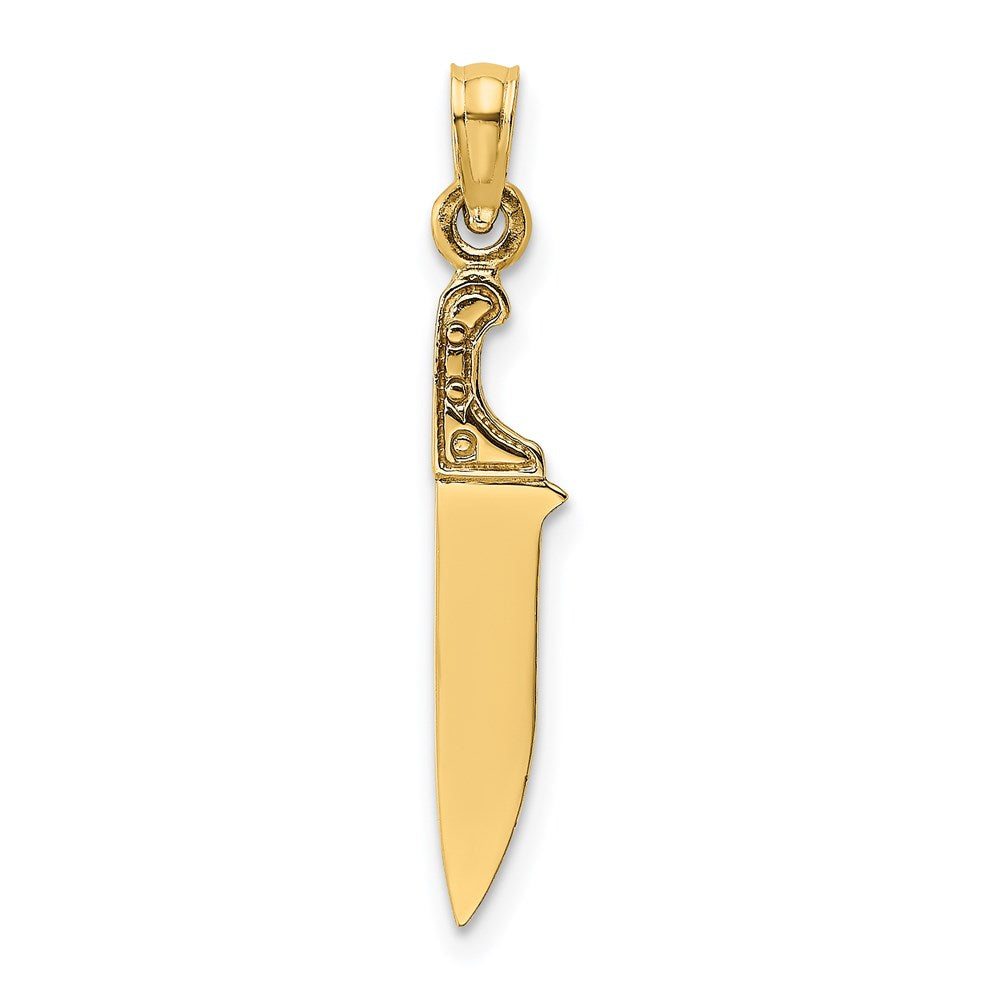 14K Yellow Gold 3-D Polished Butcher Knife Charm