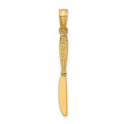 14K Yellow Gold 3-D Polished Table Knife Charm