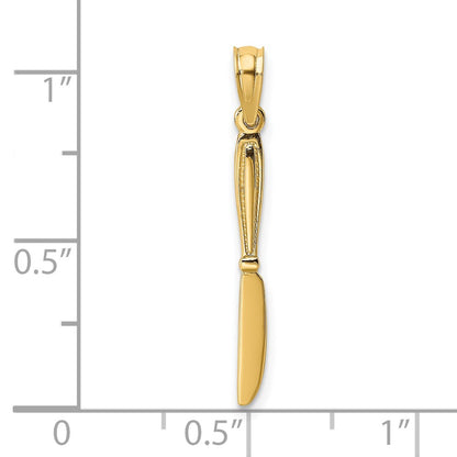 14K Yellow Gold 3-D Polished Table Knife Charm