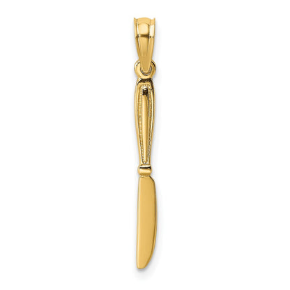 14K Yellow Gold 3-D Polished Table Knife Charm
