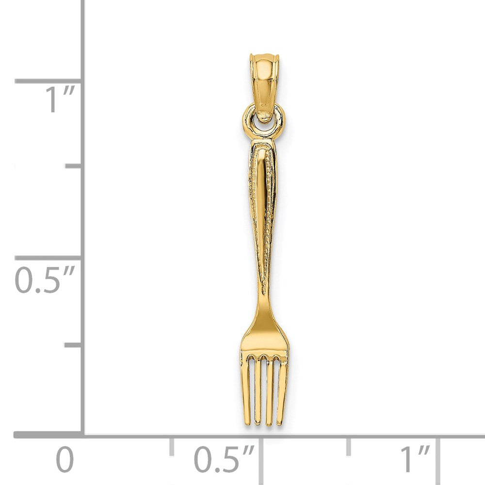 14K Yellow Gold 3-D And Polished Table Fork Charm