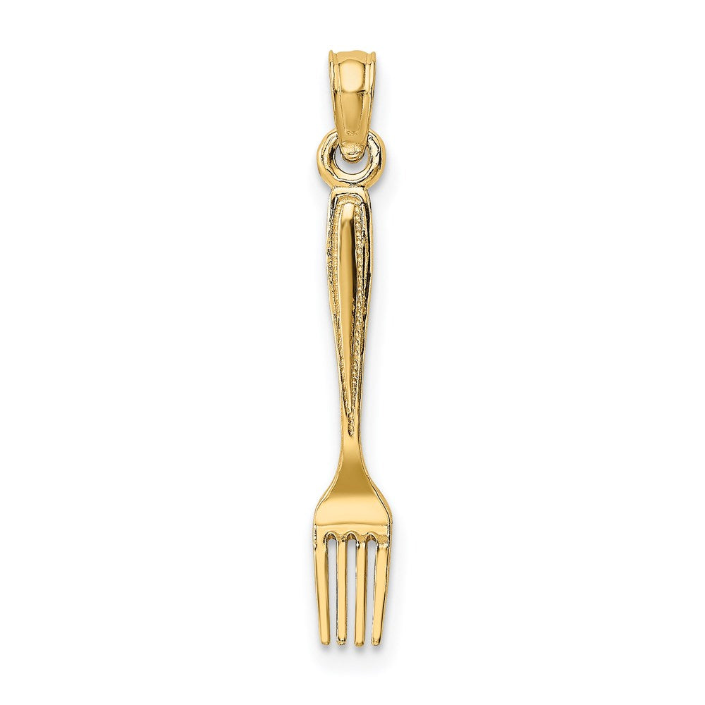 14K Yellow Gold 3-D And Polished Table Fork Charm
