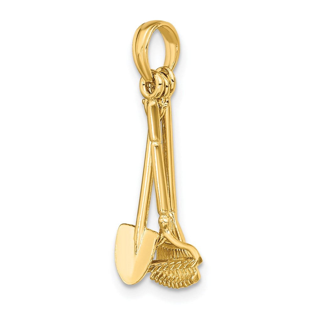14K Yellow Gold 3-D Moveable Garden Tool Collection Charm