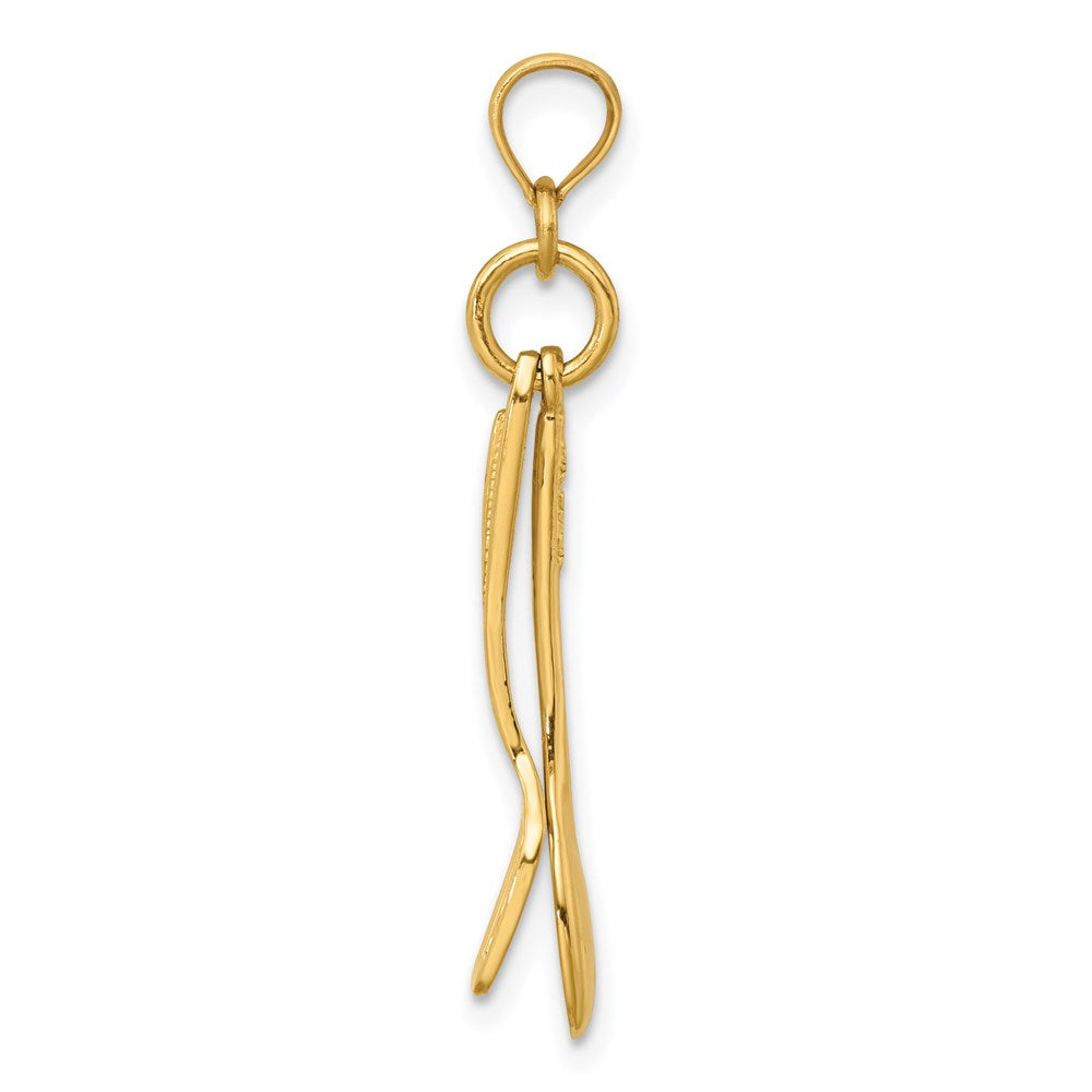 14K Yellow Gold 3-D Moveable Spoon And Spatula Charm