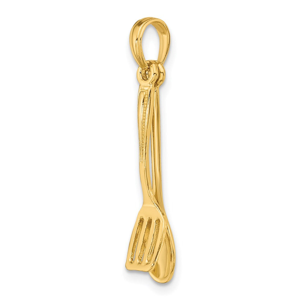 14K Yellow Gold 3-D Moveable Spoon And Spatula Charm