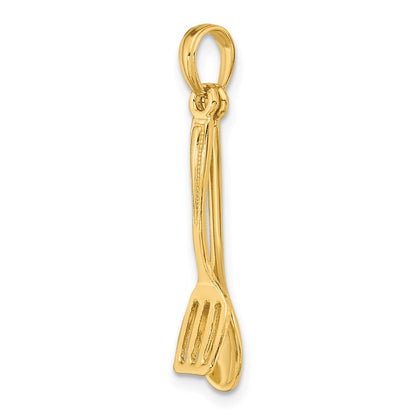 14K Yellow Gold 3-D Moveable Spoon And Spatula Charm