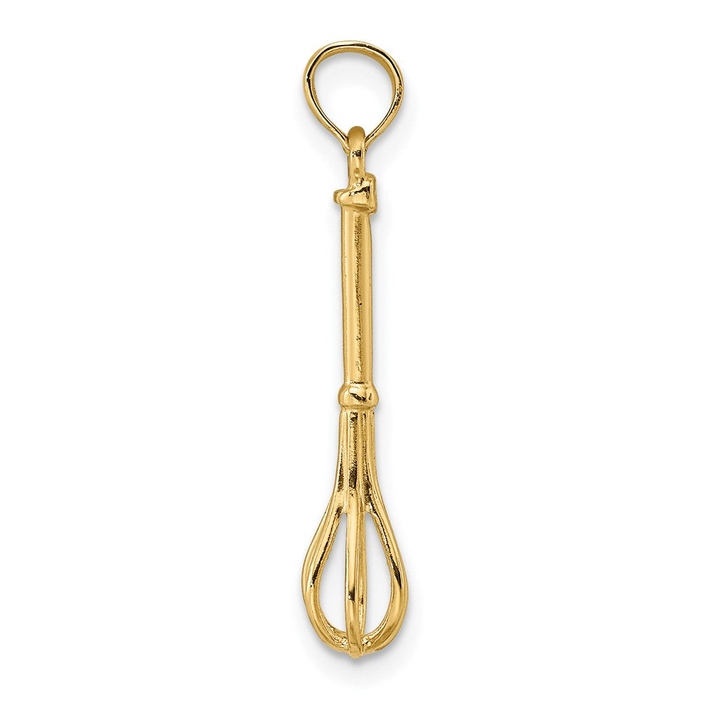 14K Yellow Gold 3-D Polished Whisk Charm