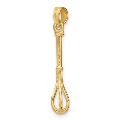 14K Yellow Gold 3-D Polished Whisk Charm