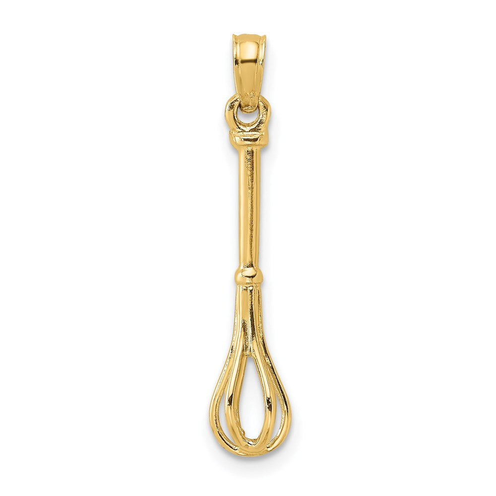 14K Yellow Gold 3-D Polished Whisk Charm