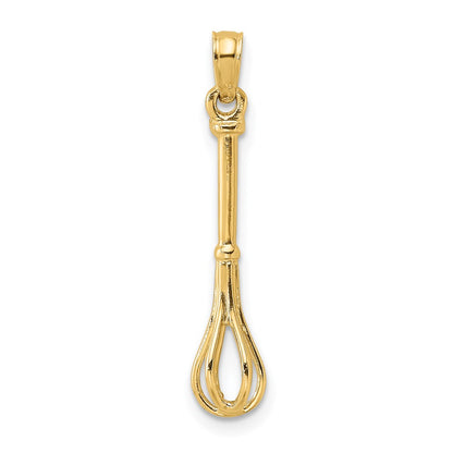 14K Yellow Gold 3-D Polished Whisk Charm