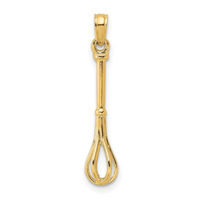 14K Yellow Gold 3-D Polished Whisk Charm
