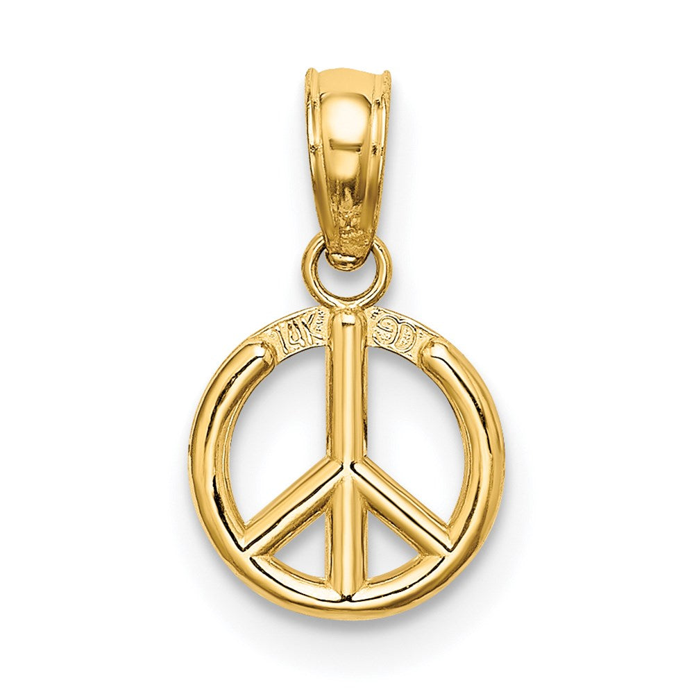 14K Yellow Gold 3-D Peace Symbol Charm