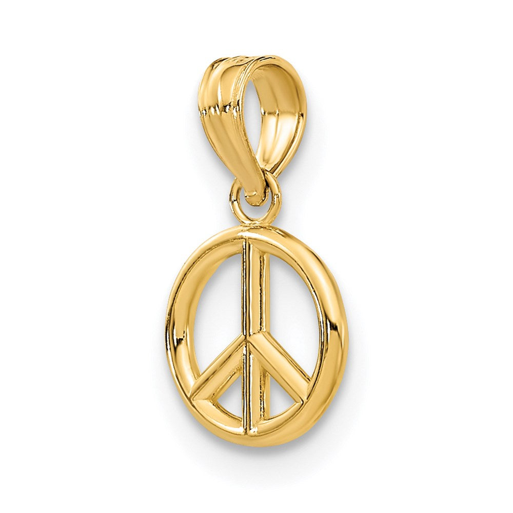 14K Yellow Gold 3-D Peace Symbol Charm