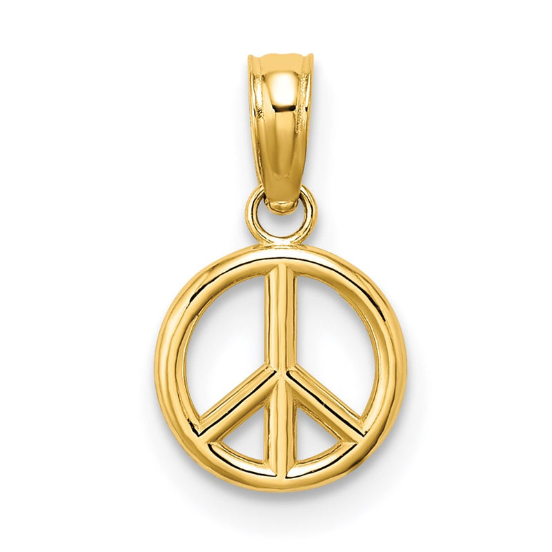 14K Yellow Gold 3-D Peace Symbol Charm