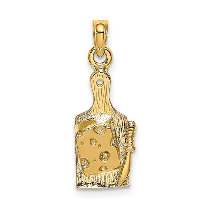14k Yellow Gold  Cheese Board w/ Knife Charm