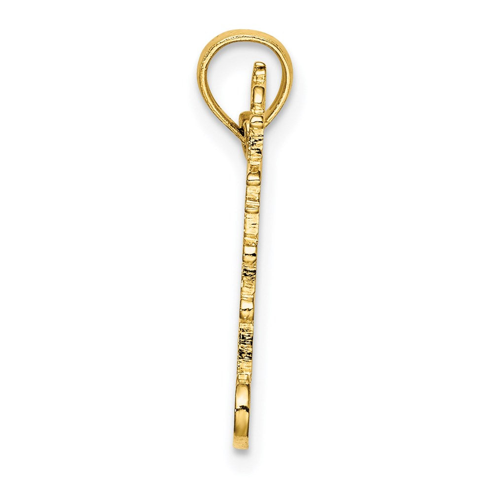 14K Yellow Gold Cut-Out Lighthouse W/ Water Charm