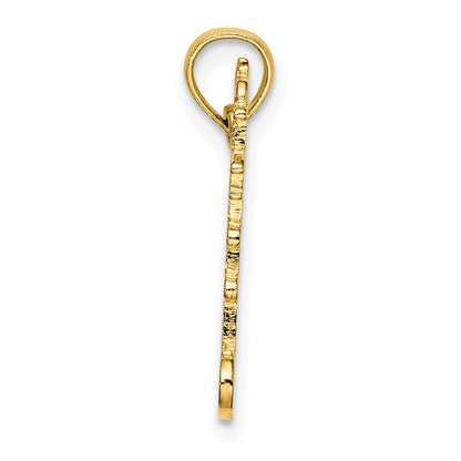 14K Yellow Gold Cut-Out Lighthouse W/ Water Charm