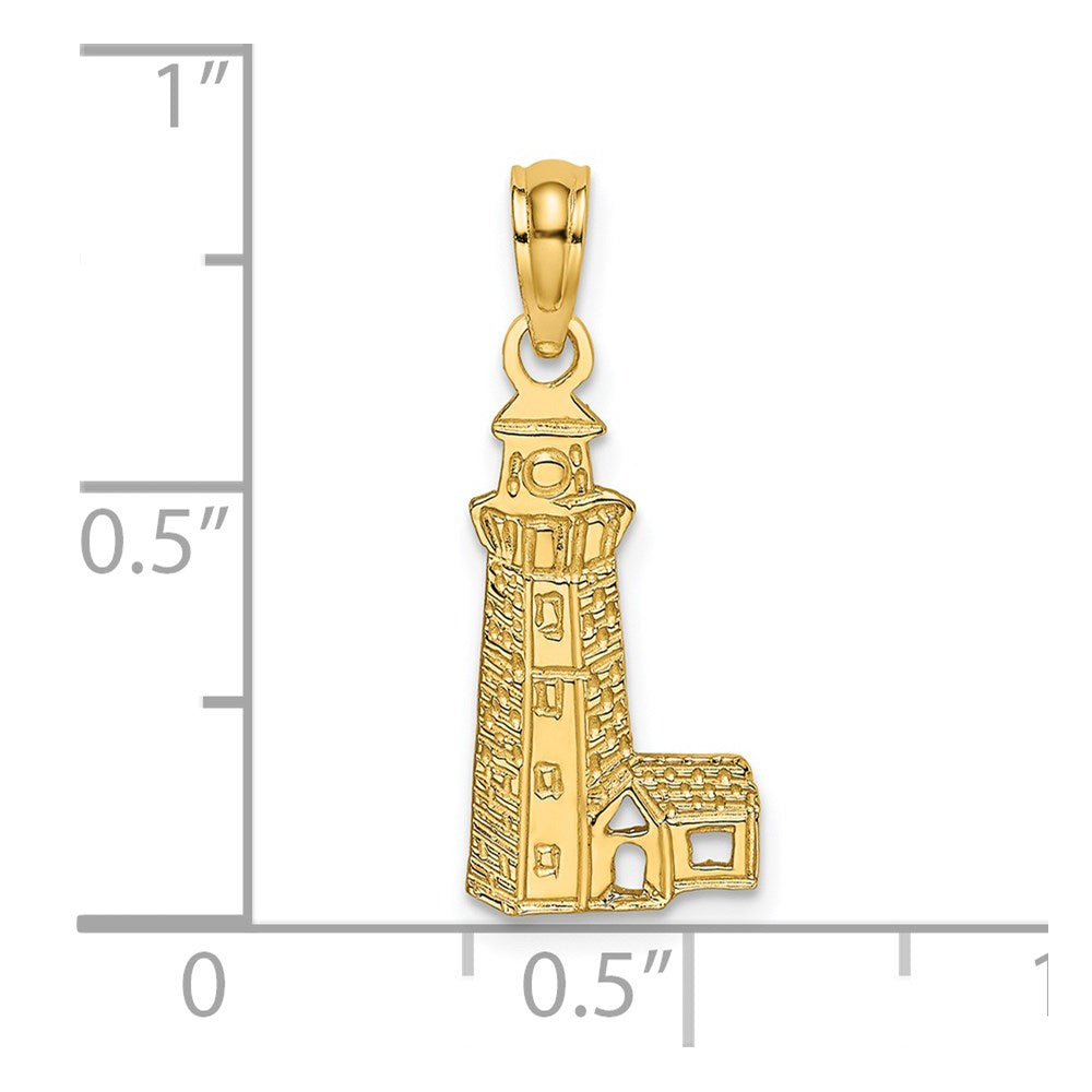 14K Yellow Gold Lighthouse Charm