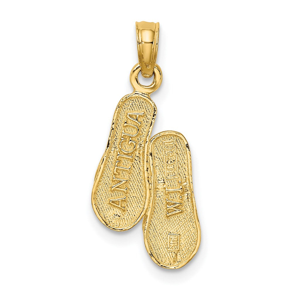 14K Yellow Gold Antigua, W.I. Double Flip-Flop Charm