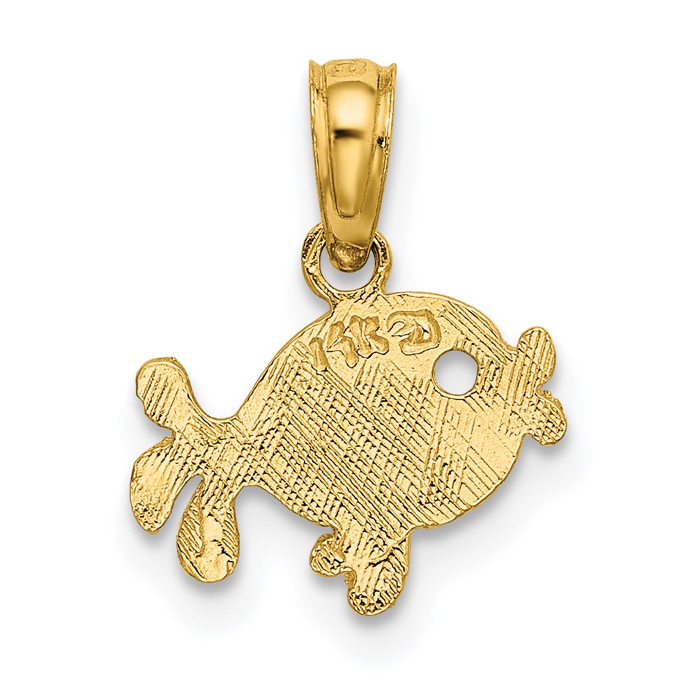 14K Yellow Gold Flat Engraved Playful Fish Charm