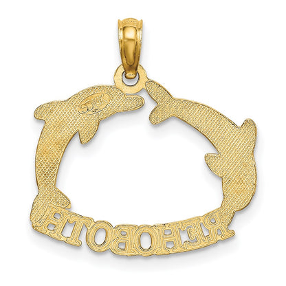 14K Yellow Gold Polished Rehoboth W/ Jumping Dolphins Charm