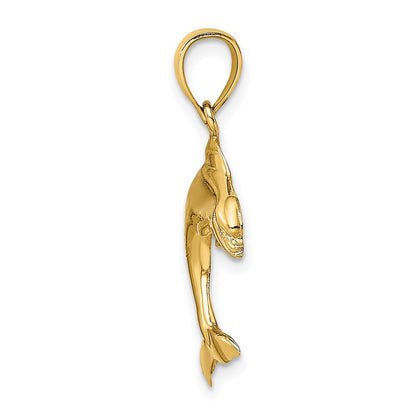 14K Yellow Gold 2-D Polished Dolphin Jumping Charm