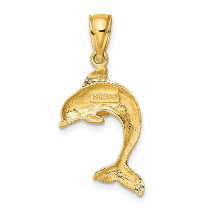 14K Yellow Gold 2-D Polished Dolphin Jumping Charm