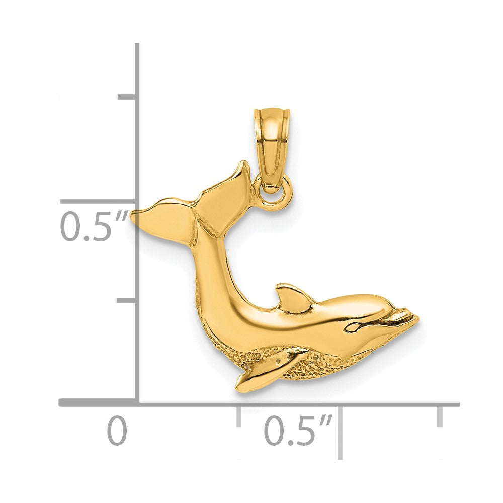 14K Yellow Gold Jumping Dolphin Charm
