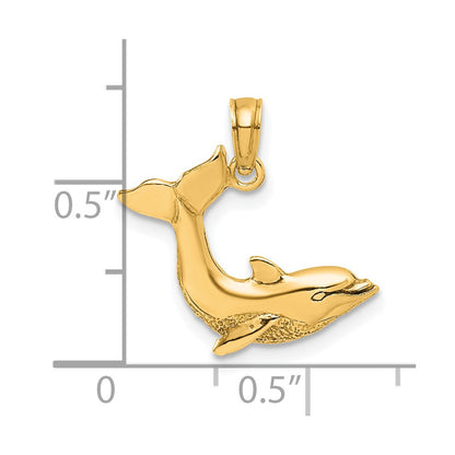 14K Yellow Gold Jumping Dolphin Charm