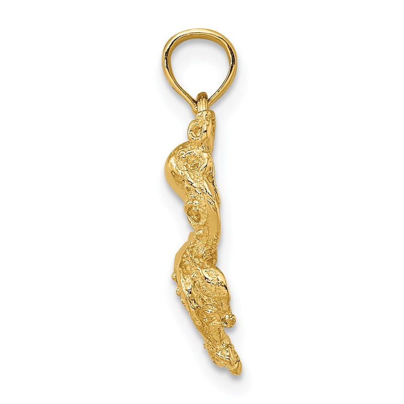 14K Yellow Gold Textured Octopus Charm