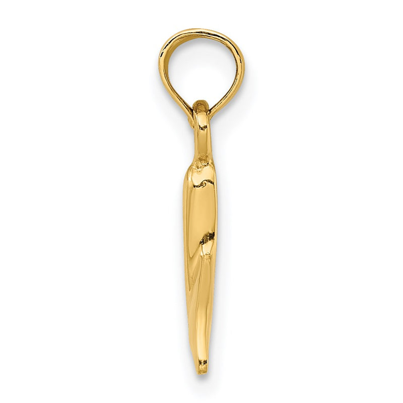 14K Yellow Gold Polished Small Whale Tail Charm