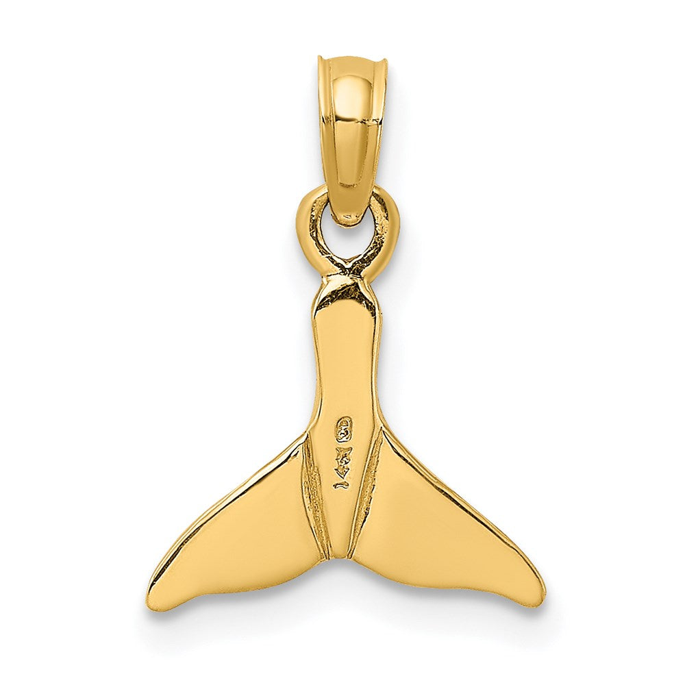14K Yellow Gold Polished Small Whale Tail Charm