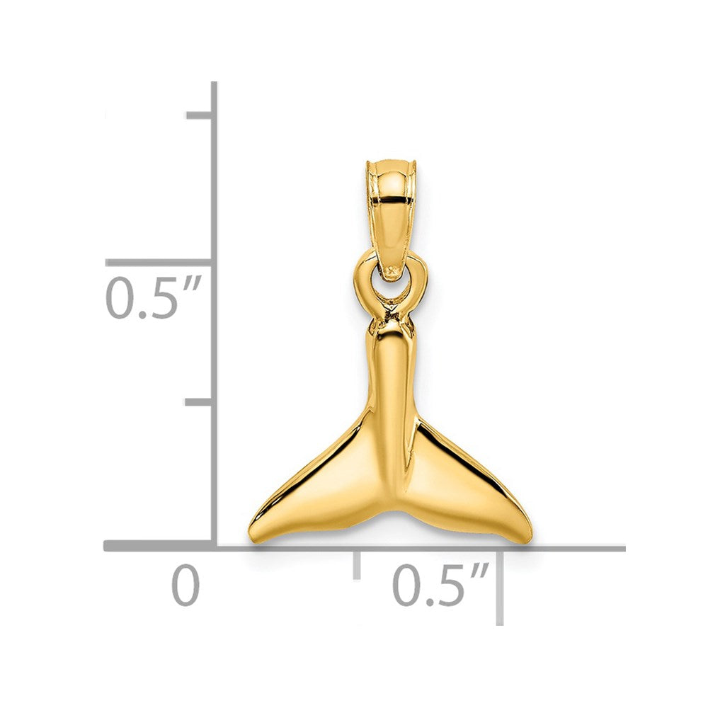 14K Yellow Gold Polished Small Whale Tail Charm