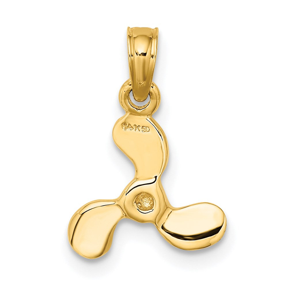 14K Yellow Gold 3-D Polished Mini Three Blade Propeller Charm