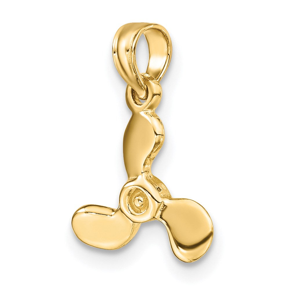 14K Yellow Gold 3-D Polished Mini Three Blade Propeller Charm