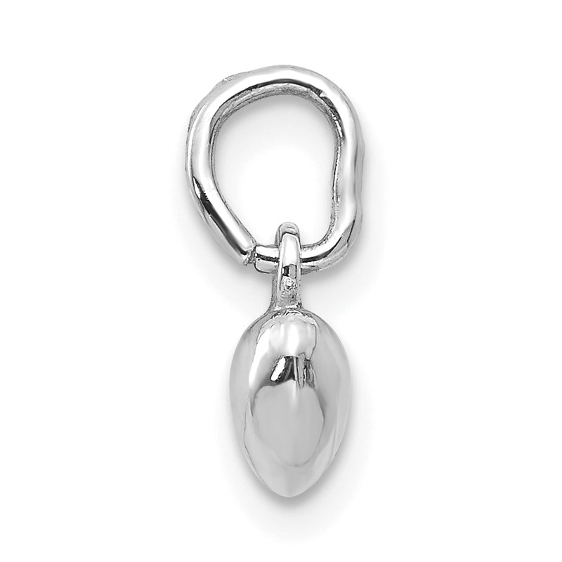 14K White Gold Solid Polished 3D Heart Charm