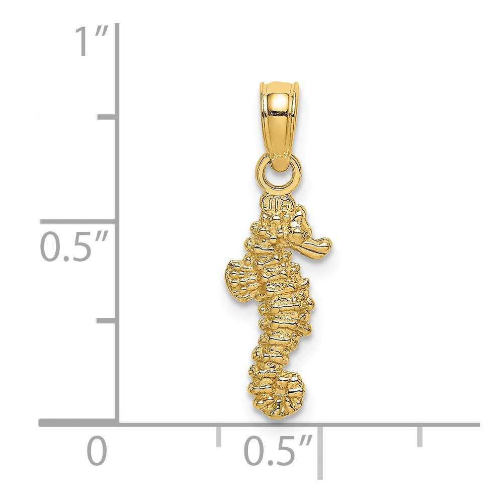 14K Yellow Gold 3-D Mini Seahorse Charm