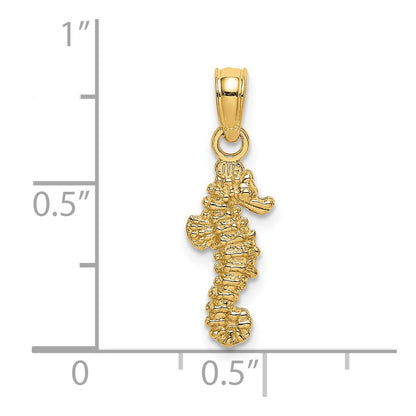 14K Yellow Gold 3-D Mini Seahorse Charm