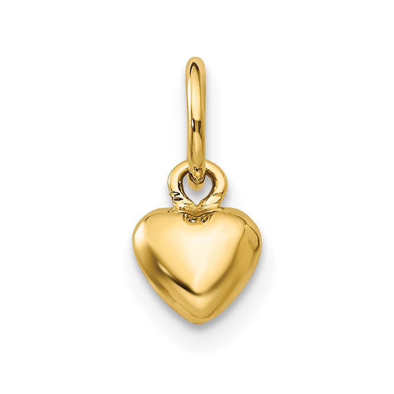 14K Yellow Gold Polished 3-D Puffed Heart Charm