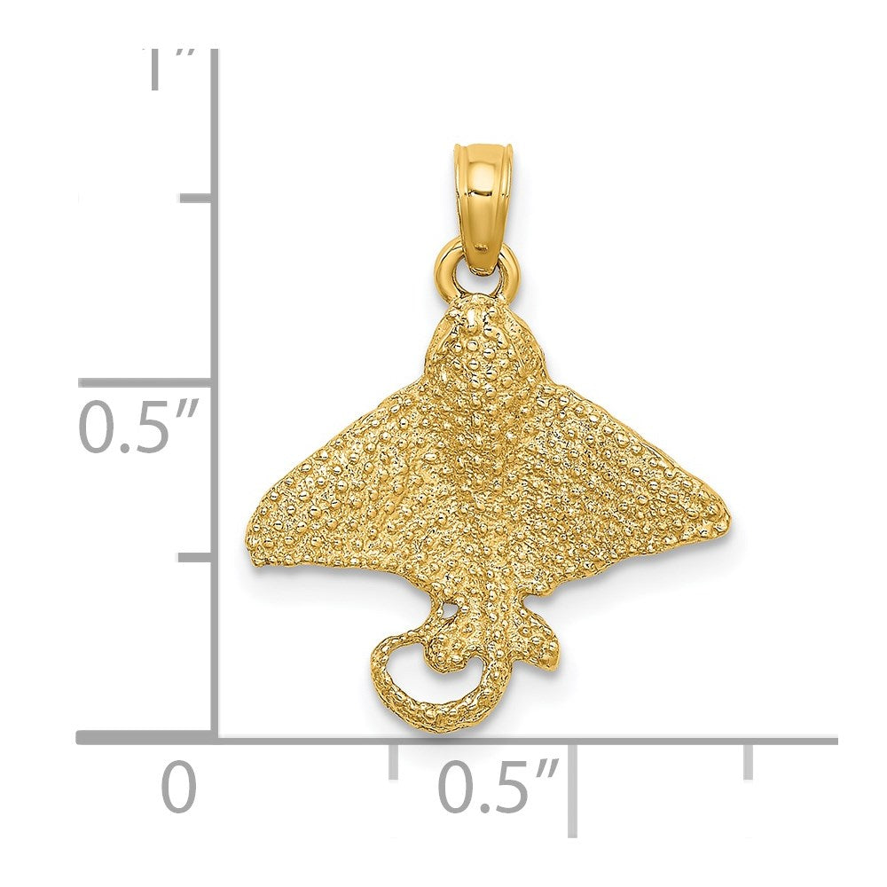 14K Yellow Gold Textured Spotted Eagle Ray Charm