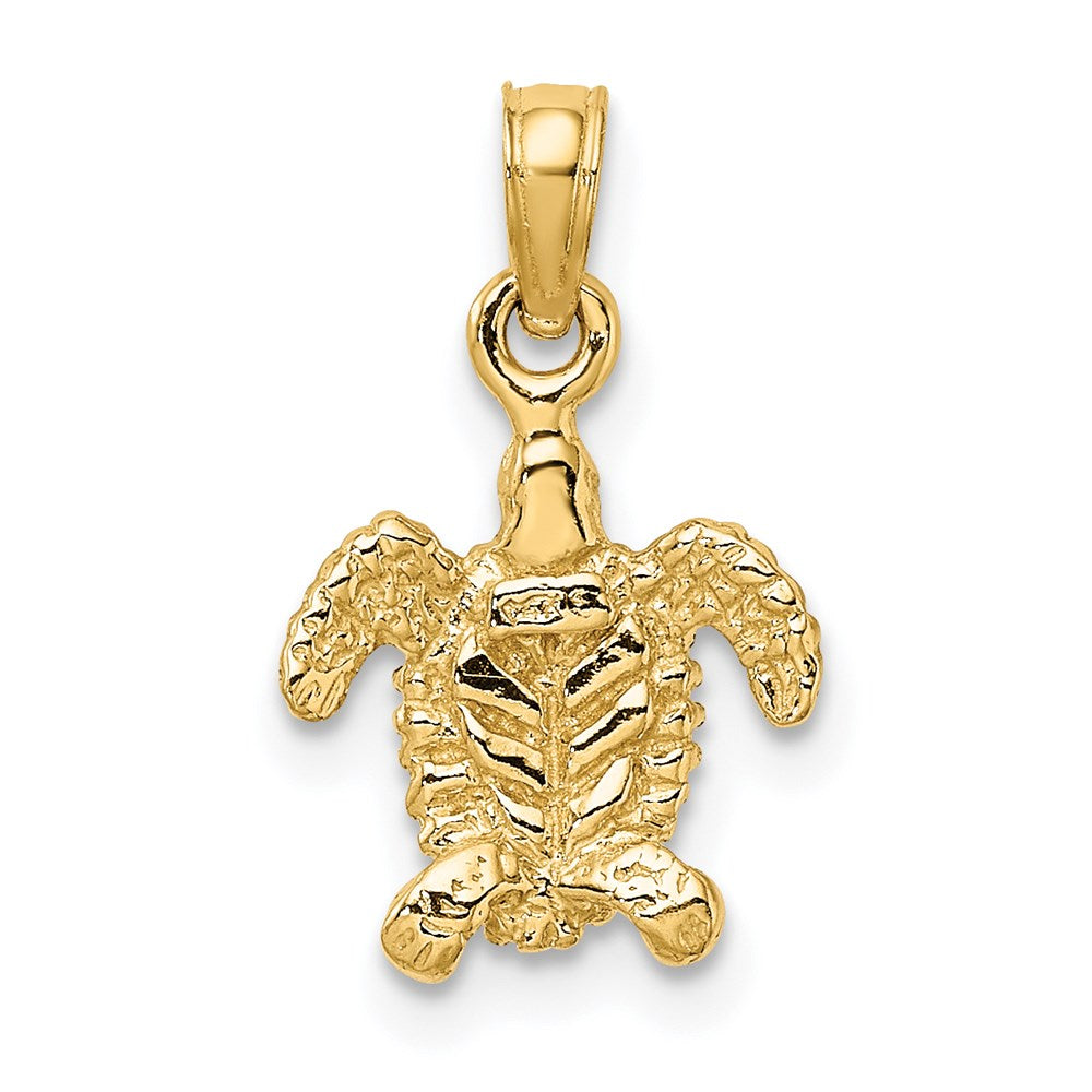 14K Yellow Gold 3-D Mini Sea Turtle Charm