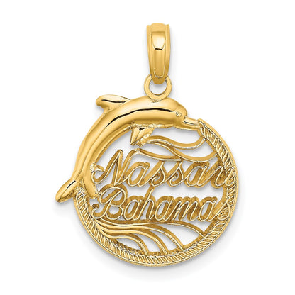14K Yellow Gold Nassau Bahamas Dolphin Charm